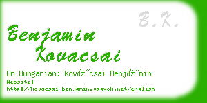 benjamin kovacsai business card